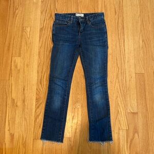 Free People Skinny Ankle Fringe Fray Denim Jeans